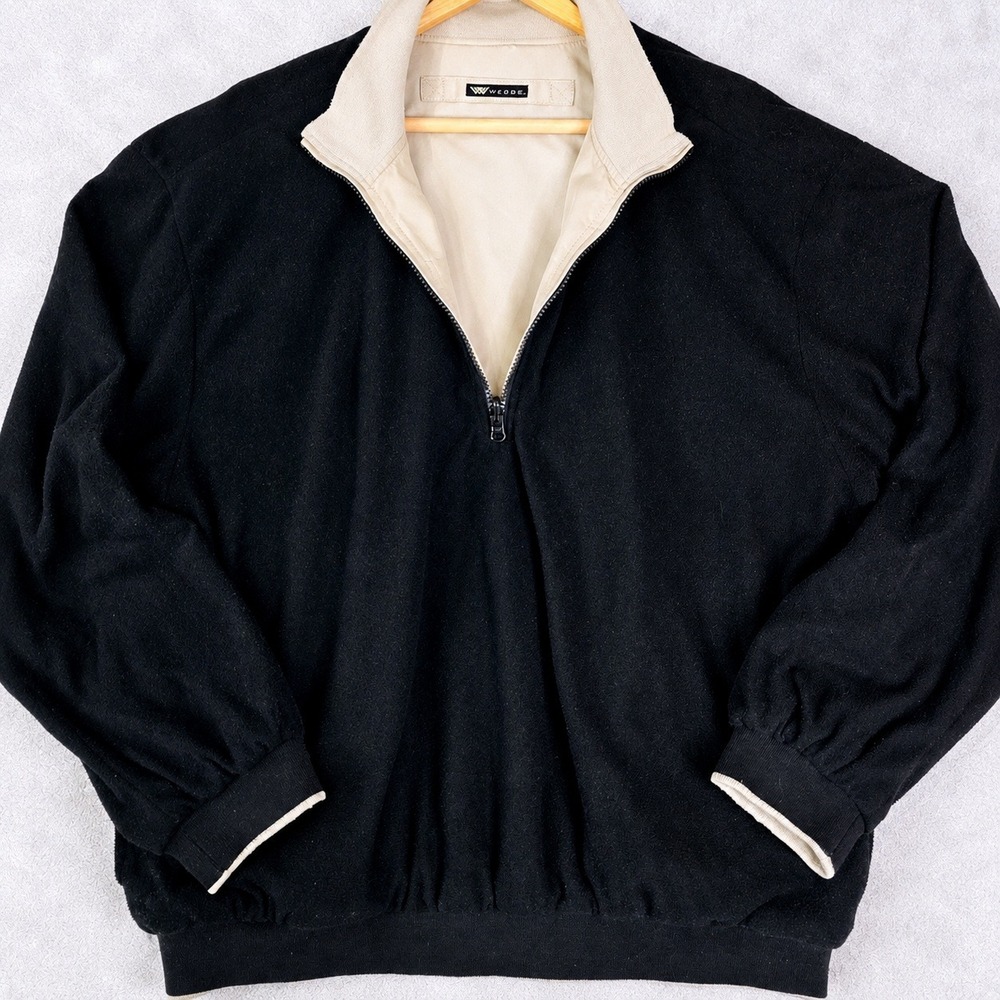 Wedge Golf & Beyond Mens Size L Reversible 1/4 Zip Pullover Jacket  Beige‎ Black